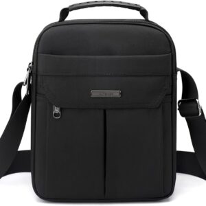 Zhongningyifeng Herren Umhängetasche Nylon Crossbody Umhängetasche wasserdichte schwarze Freizeitbeutel für Arbeitsschule, schwarz