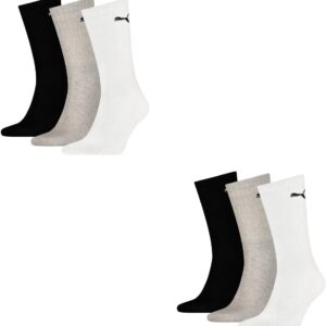 Puma Unisex Sportsocken, Cush-Crew, 6 Paare, Grau/Weiß/Schwarz, 47-49