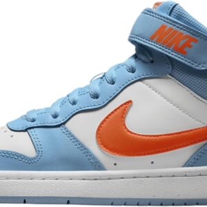 Nike Court Borough Mid 2 Big Kids Schuhe (HF4791-407, Wassermann Blau/Weiß/Total Orange)