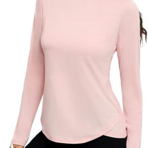 Pinspark Sport Shirt Frauen UPF 50+ Sonnenschutz Schnell trocknend Sport T-Shirt Leichtes Laufhemd Yoga Langarm Shirt Atmungsaktives funktionales Hemd Fitness Rash Guard