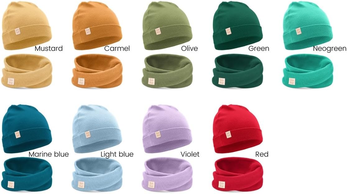 Bubalove -Hüte und Schal -Set für Jungen, Mädchen, Babys, Größen 0mc bis 12 Jahre+ viele Farben, Frühlings -Herbst -Sets, Baumwollhüte, Handgenähte – Bild 6