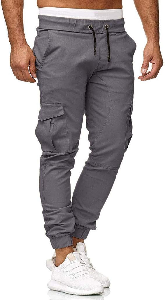 Herren Cargo Hosen Casual Tracksuit Bottoms Slim Fit Cargo Hosen Kordelzug Tapants Outdoor Jogging Bods Leichte Jogginghose mit mehreren Taschen S-XXXL Grau 3xl, grau, 3xl – Bild 2