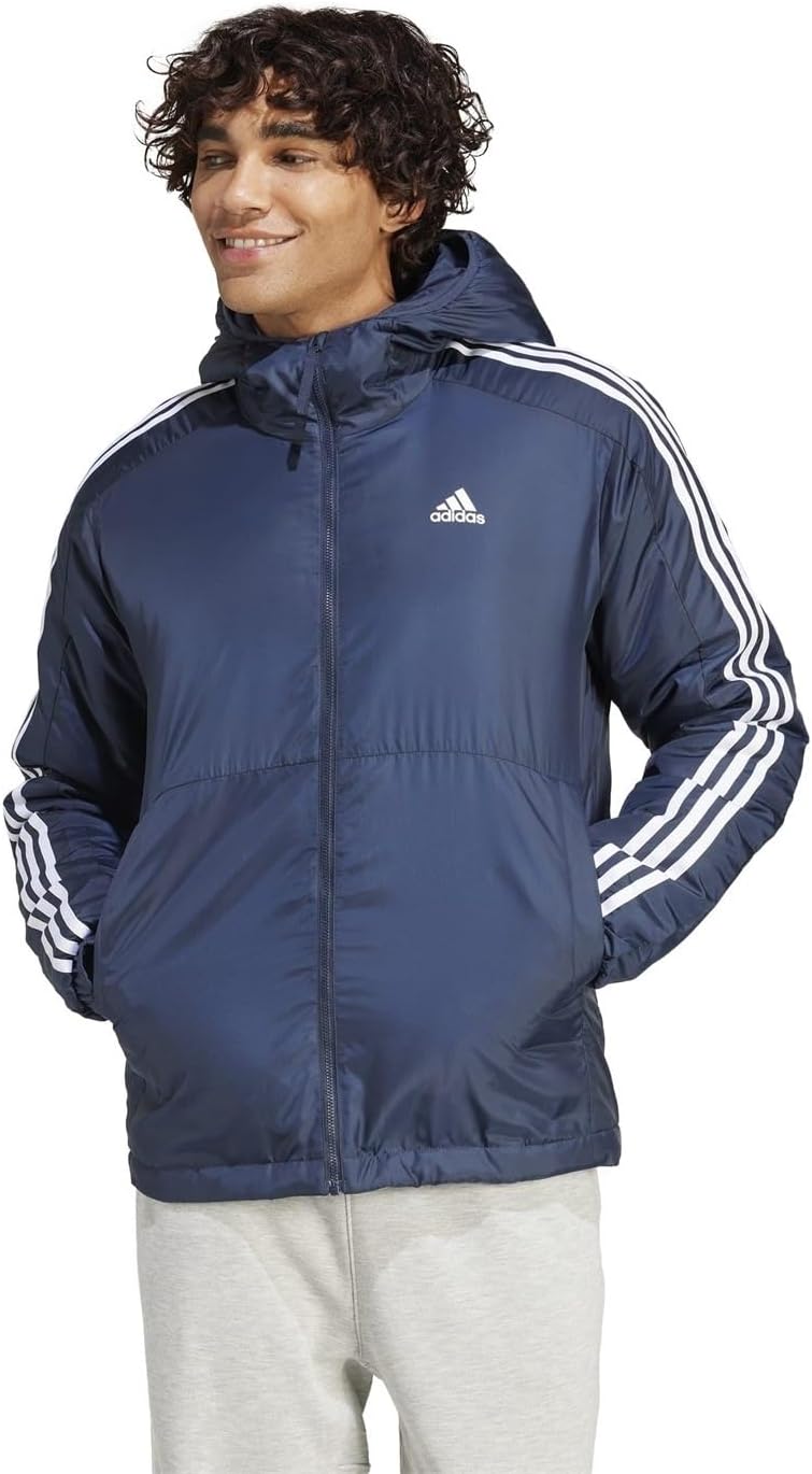 Adidas Essentials Herren 3-Stripes Isolierte Kapuzenjacke mit Kapuze – Bild 2