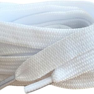 Weiße Flachskate -Schnürsenkel für Schuhe, Trainer, Hi Tops, Converse Schuhe Stiefel Nikes Pumas Schnürsenkel 10 mm breit – Weiß – 90 cm