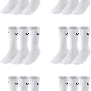 Nike SX4508 18 Paar Socken für Männer und Frauen, Tennissocken, Sportsocken, Laufsocken, Paketbündel, Weiß, Schwarz, Grau