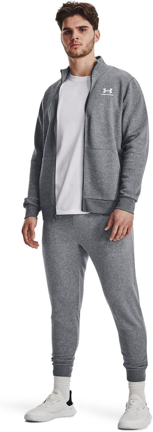 Under Armour Essentials Herren Fleece Track Jacke grau mittelgrau m, grau – Bild 4