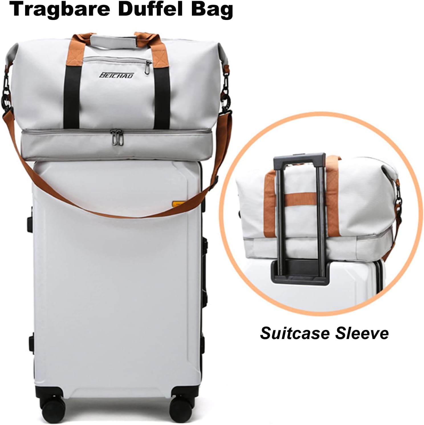 Sportsack & Reisetasche für Männer und Frauen - mit Schuhfach und Wet -Fach, Reisetasche mit großer Kapazität, leichter Trainingsbeutel, wasserdichte Schwimmbeutel für Reisen, Sport, Fitness, D - Grün – Bild 5