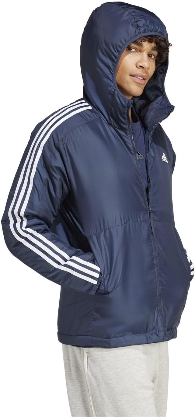 Adidas Essentials Herren 3-Stripes Isolierte Kapuzenjacke mit Kapuze – Bild 4