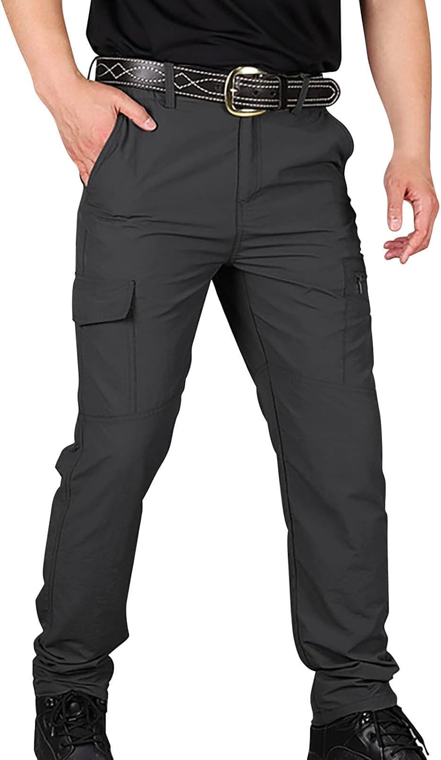 Generisch Haremhose Herren Baumwollgrau Jogging Bottoms Baggy Freizeithose mit Drucktraining Hose Baggy Sporthose Lange Fitnesspumpenhosen mit Taschen Outdoor -Hosen – Bild 2