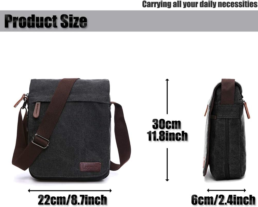Losmile Herren -Umhängetasche, Leinwand -Umhängetasche, Laptop -Tasche, Schultasche, für Schule und Arbeit, für Männer und Frauen – Bild 3