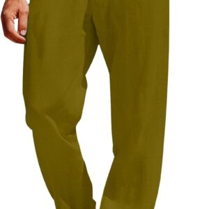 Herren Baumwollwäsche Hosen lässig Leichte leichte Schleiche Fit Elastic Taille Summer Beachhose mit Taschen Feste Farbe Lose Fit Yoga Sports Laufhose S-3xl