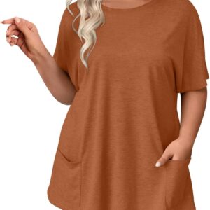 Tunika in Übergröße, einfarbig, weich, bequem, übergroß, locker, leicht, atmungsaktiv, elegante Blusen mit Taschen, modisch, Rundhalsausschnitt, Sommerhemd, Kleid, Urlaub, lässig, kurzärmelig