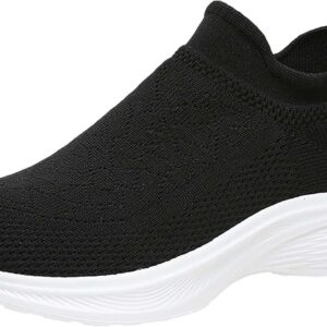 Damen Memory Foam Mesh Slip-on Weiche boden atmungsabstimmung leichte Weitfit-Laufschuhe Stoßdämpfung mit Bogenstütze Wanderschuhe für Fitness Outdoor Yoga