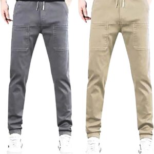 Ice Silk Sporthose für Herren, Kordelzug, Overall, elastischer Bund, Hose, Sommer, Frühling, Eisseide, schmale Passform, Hose mit 6 Taschen, Patchwork-Design, Übergröße, gerade Hose, Größe XS-XXXXXL,