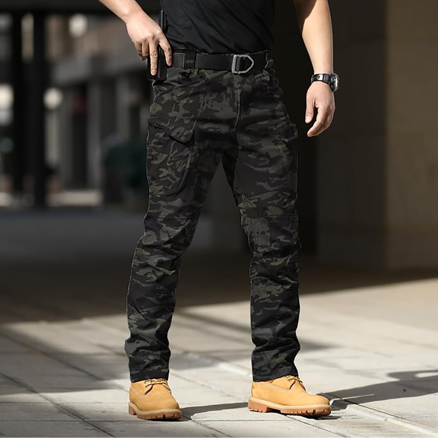 Arbeitshosen für Männer Freizeitkampf Camouflage Cargo Hosen Lose Fit Camouflage Armee Militärische taktische Arbeitshose mit mehreren Taschen im Freien Camping Wanderung XS-XXXXL – Bild 2