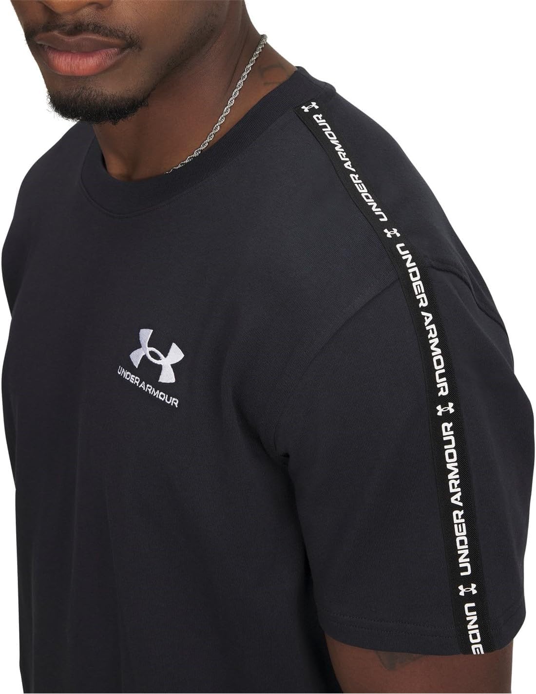 Under Armour Icon Schwergewichts-Taping Kurzarm T-Shirt XL, Schwarz / Weiß, xl – Bild 3