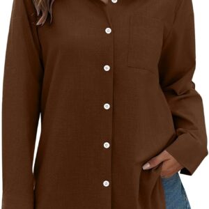 Damenhemd, Knopfleiste, Baumwoll-Leinenhemd, V-Ausschnitt, aufrollbar, langärmelig, Blusen, lockerer Kragen, einfarbig, lässig, schmal, bequem, Arbeitsoberteile, hoch niedrig, elegante Blusen mit