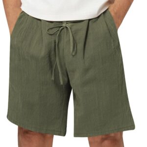 Herren Summer Draw String -Leinen Shorts Weich bequeme, atmungsaktive Sommershorts einfache Baggy Wide Bein Freizeit -Shorts Mode Taschen gerade Bein Shorts Leichte Alltags -Outdoor -Shorts