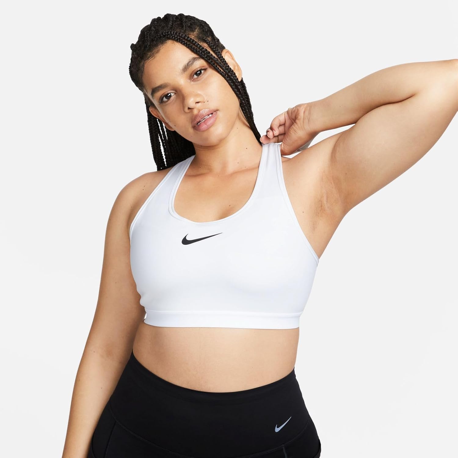 Nike Women's Sports Bra W NK DF SWSH HGH SPT BRA, Weiß/Weiß/Schwarz, DX6815-100, LC-E – Bild 3
