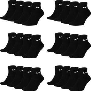 Nike SX7677 Unisex Sportsocken, weiß, schwarz, kurze Socken, Größe 34, 36, 38, 40, 42, 44, 46, 48, 50, Economy Set, 12 Paare Schwarz