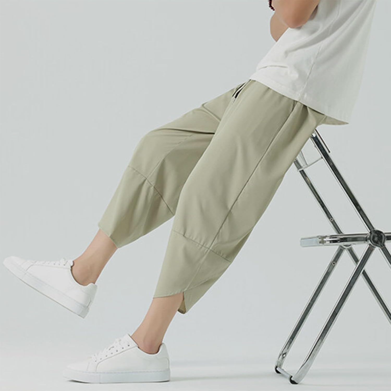 Thai-Haremshose für Herren, 3/4 unterhalb des Knies, weites Bein, Lounge-Caprihose, Hippie, lässig, tiefer Schritt, Aladin, Piratenhose, japanischer Stil, Sommer, Strand, Boho, Yogahose mit Taschen, – Bild 5