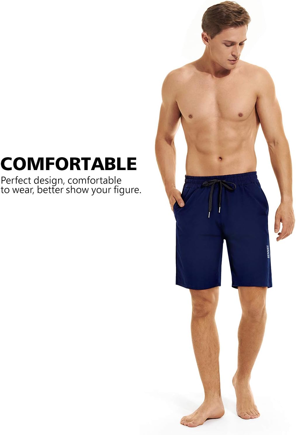 Schwimmstüle Männer Schwimmshorts Herren Sportshorts Bademodebrett Shorts Schnelltrockne Shorts Schwimmshorts Freizeithose mit Kordelschwimmsurfen Wasser Sport Travel Summer Blue Blau – Bild 5