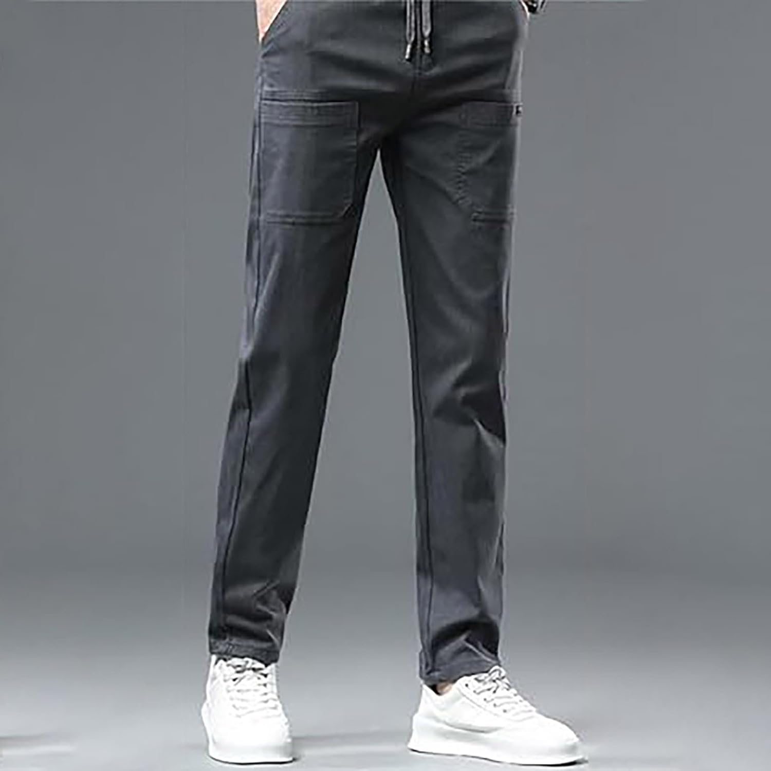 Ice Silk Sporthose für Herren, Kordelzug, Overall, elastischer Bund, Hose, Sommer, Frühling, Eisseide, schmale Passform, Hose mit 6 Taschen, Patchwork-Design, Übergröße, gerade Hose, Größe XS-XXXXXL, – Bild 5