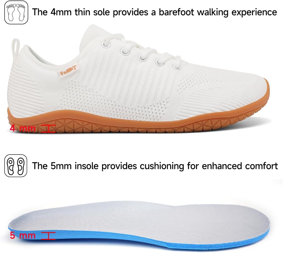 Geweo Barefoot Schuhe Frauen Männer barfuß Schuhe Laufschuhe Barfuß-Trainer Wide Zeh Design Leicht atmungsaktives Nicht-Schlupf-Größe 37-47 – Bild 5