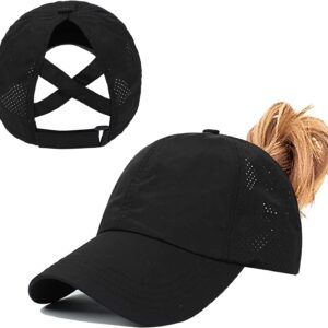Pferdeschwanz Baseball Cap Damen Sommer Verstellbares Schnelltrocknungsnetz atmungsaktiv