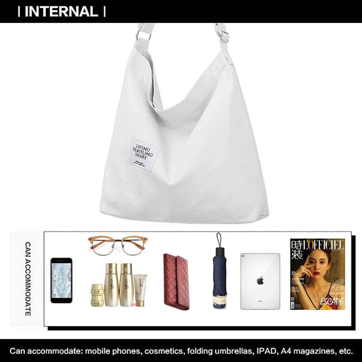 Zhengyue Frauen Umhängetasche, Leinwand -Hobo -Tasche, große Kapazitäts -Umhängetasche. – Bild 3