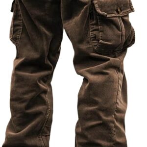 Herren Cord -Cargohosen Outdoor -Wanderhosen mit mehreren Taschen Kordelschnur Dehnungsstrecke GLASTE Taille Jogginghose Solid Color Sport Training Hosen Lässige Baggy Jogging Cording Hosen