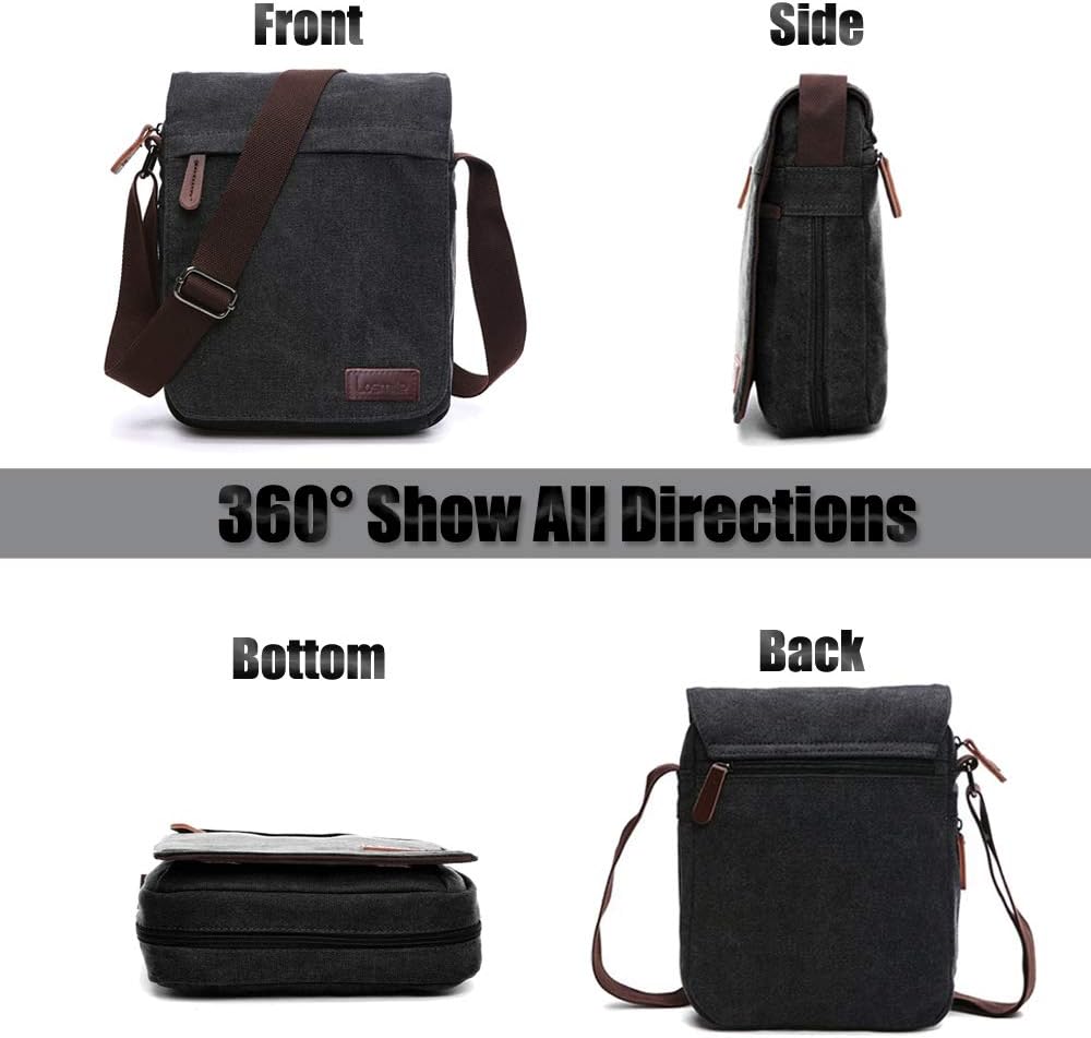 Losmile Herren -Umhängetasche, Leinwand -Umhängetasche, Laptop -Tasche, Schultasche, für Schule und Arbeit, für Männer und Frauen – Bild 2
