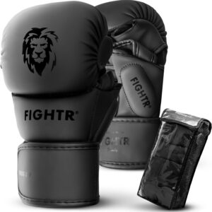 Fightr® MMA Sparring -Handschuhe mit der besten Anpassung für maximale Stabilität | mit extra dicker Polsterung | Für Sparring, MMA, Boxen, Kickboxen & Kampfkunst 07 oz | Beinhaltet die Tragetasche
