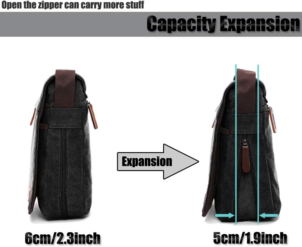 Losmile Herren -Umhängetasche, Leinwand -Umhängetasche, Laptop -Tasche, Schultasche, für Schule und Arbeit, für Männer und Frauen – Bild 4