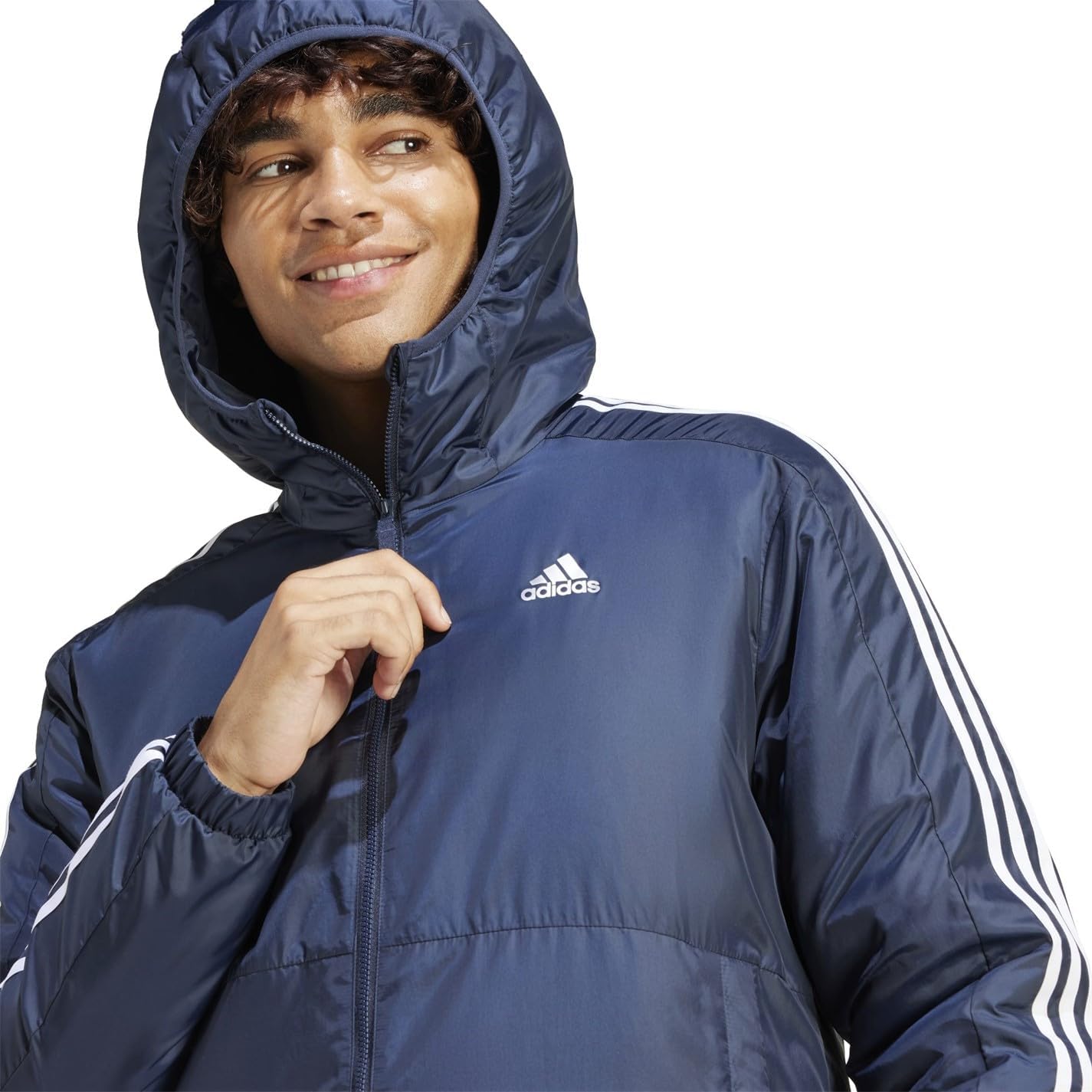Adidas Essentials Herren 3-Stripes Isolierte Kapuzenjacke mit Kapuze – Bild 5
