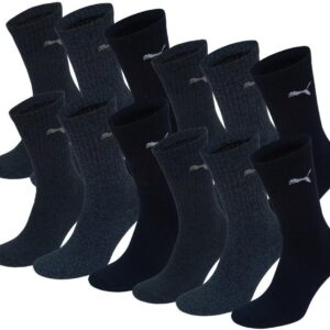 Puma Unisex Crew Socken Sportsocken mit Terry Einzelpackung von 12 Marine 321-43/46, Marine, Marine