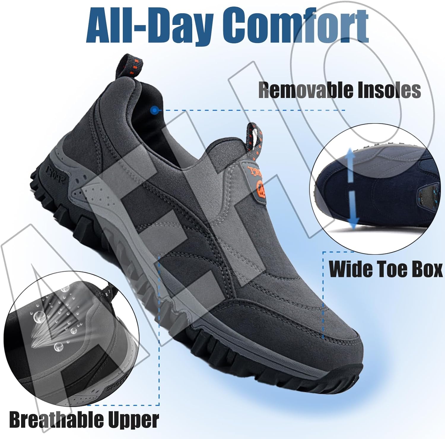 Aeho-Schuhe extra breite Herrenschlupf auf Trainern Freisprecher Wildleder-Herrenschuhe ohne Schnürsenkel Leichte Sportschuhe atmungsaktive Freizeitschuhe Outdoor Modelaufschuhe im Freien – Bild 3