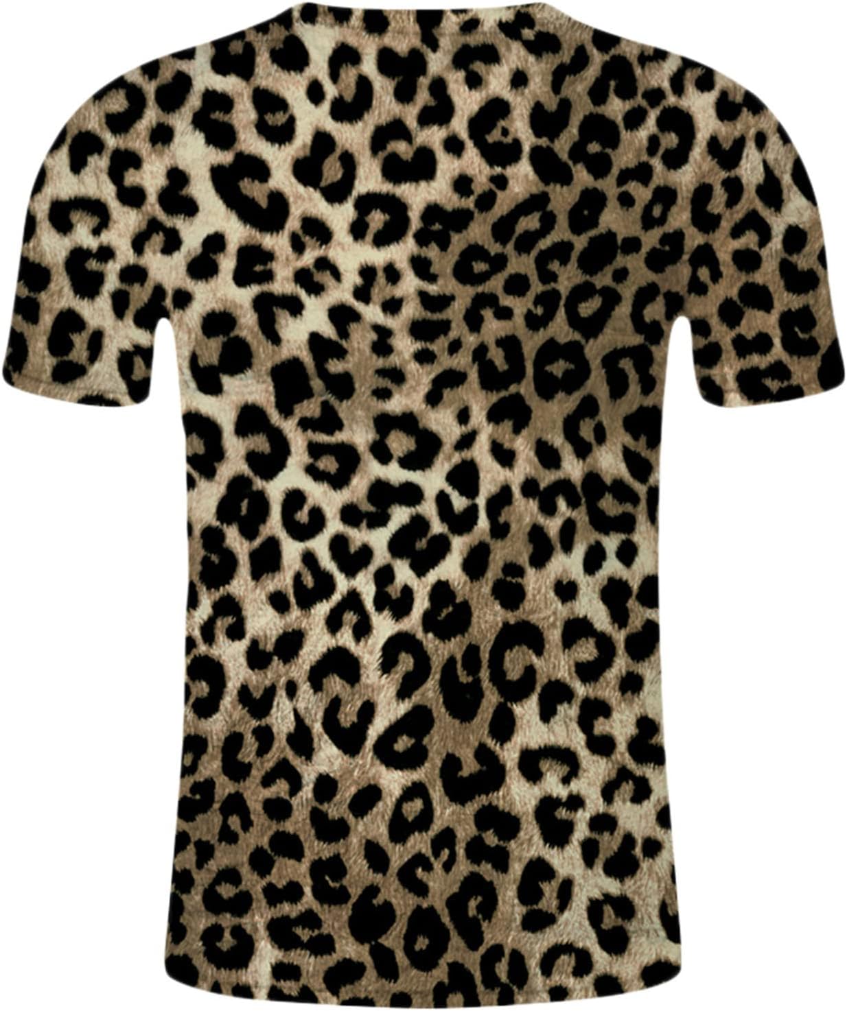 Briskorry Herren Street T-Shirt Sommer bedruckt ober lose große Größe Kurzarm Leopardenmuster lässig 3D Digitaldruck Crew Neck Kurzarm Top T-Shirt – Bild 4
