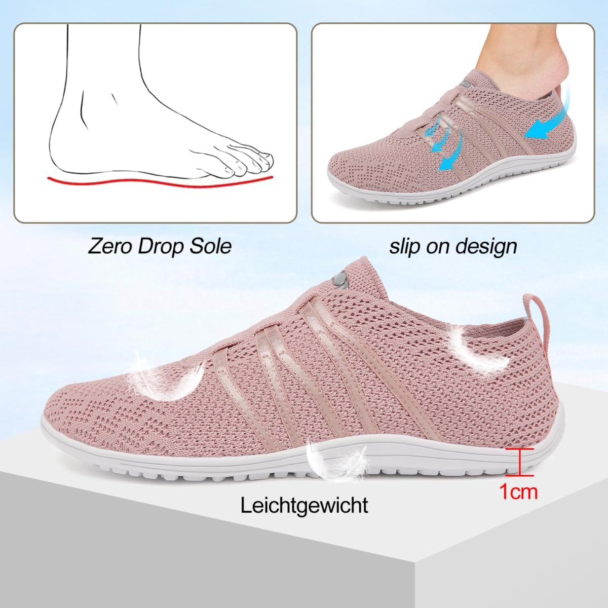 Merdoo Barefoot-Schuhe, Frauen/Männer bequeme Sportschuhe, leichte Barfußschuhe, Slip-on-weich – Bild 4