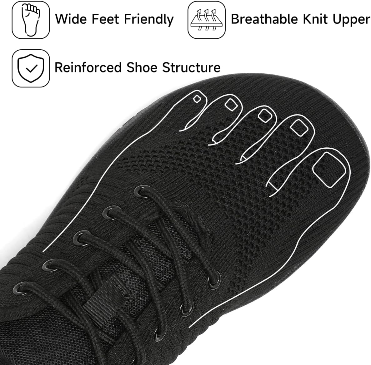Geweo Barefoot Schuhe Frauen Männer barfuß Schuhe Laufschuhe Barfuß-Trainer Wide Zeh Design Leicht atmungsaktives Nicht-Schlupf-Größe 37-47 – Bild 3