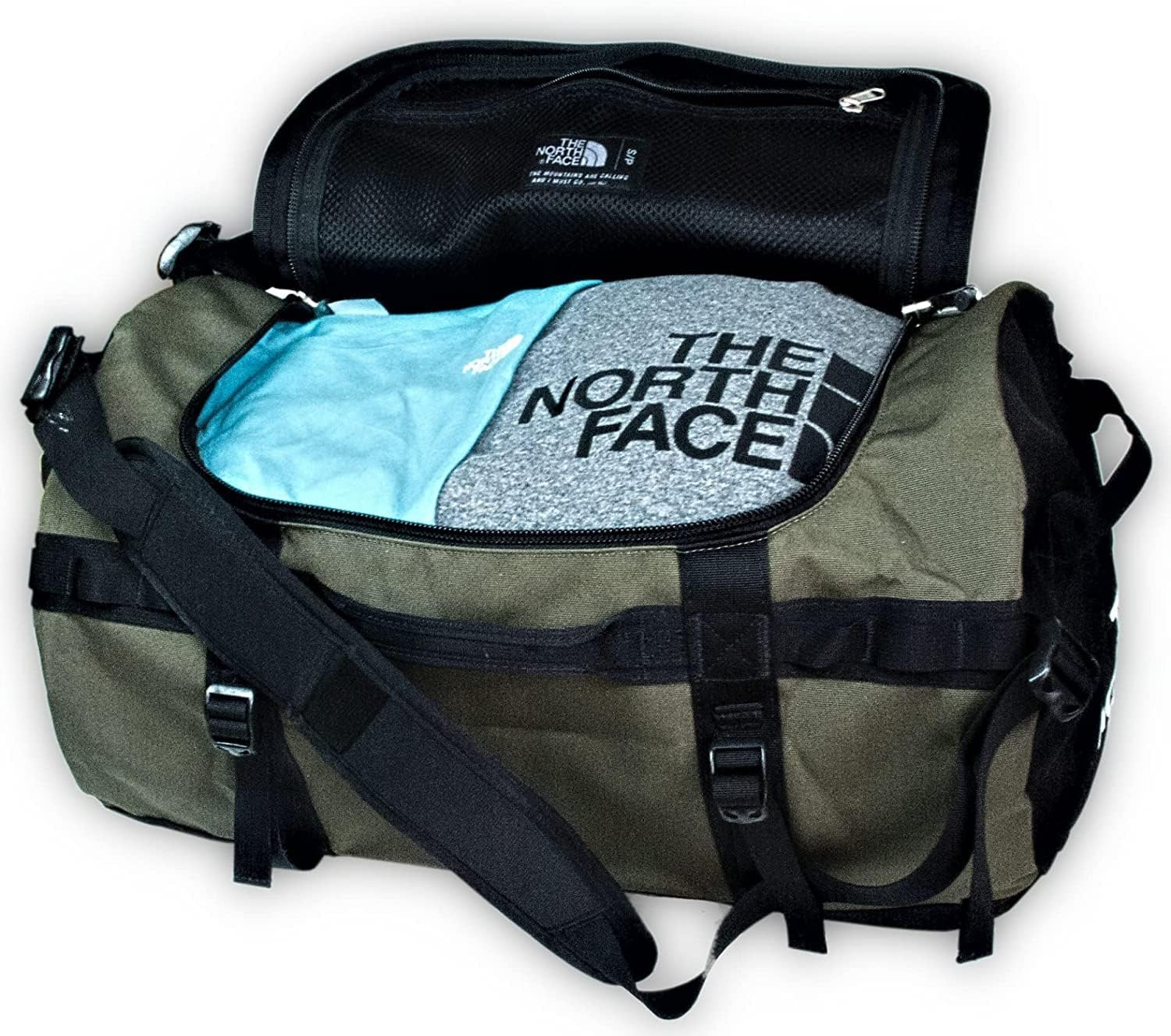 Das Nordgesicht - Gilman -Duffel -Tasche, Heavy Dut -Duffel -Tasche mit Rucksack -Schultergurt und gepolsterte Seitentransportgriffe, schwarz/taupe grün, klein, 50 l (TNF), Khaki Grün und Schwarz – Bild 3