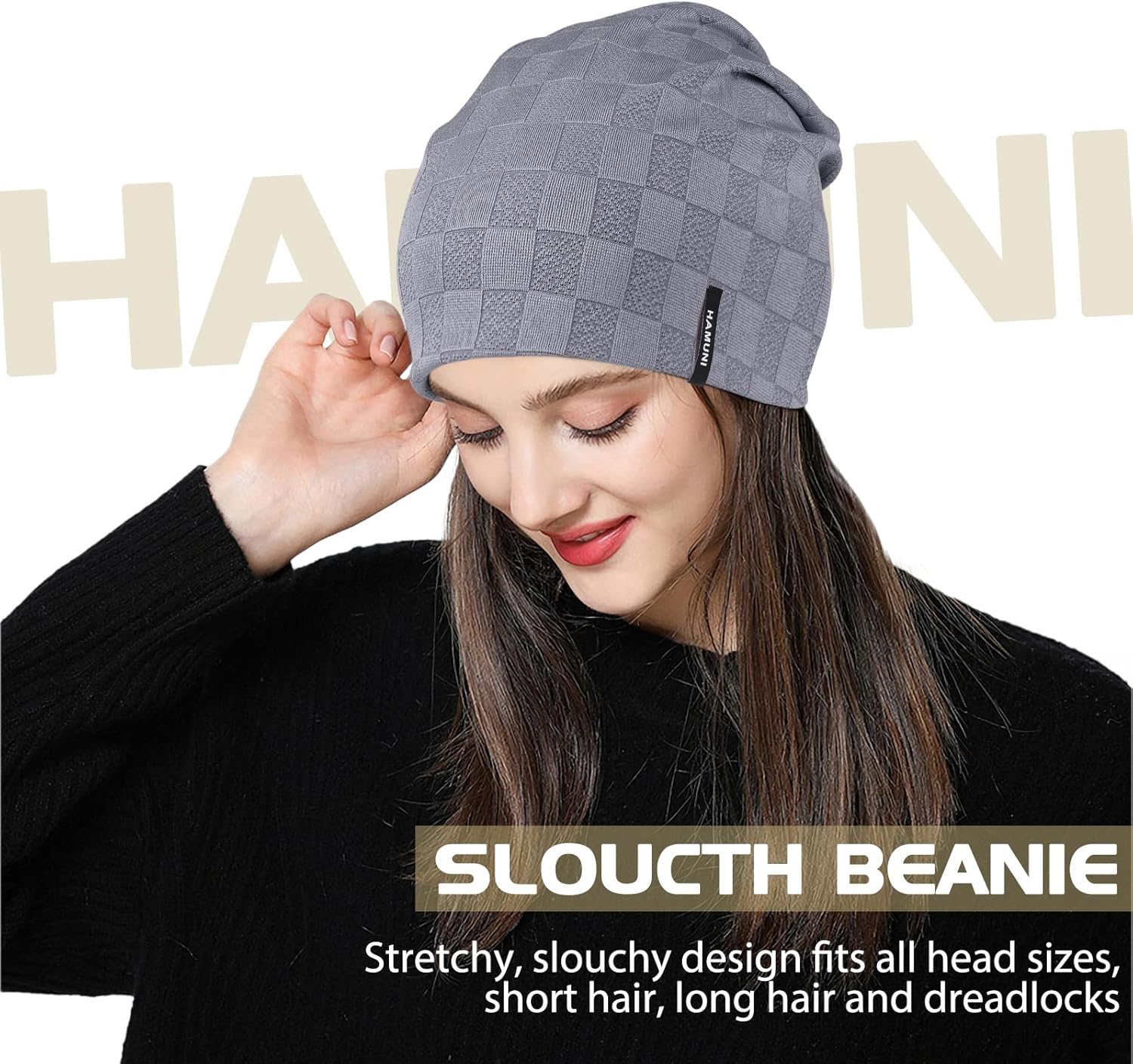 Slouch Beanie Hut für Männer Frauen, dünne und leichte Jacquard -Jersey -Beanies, Chemo -Kopfbedeckung, Laufhut, Slouchy Baggy Mützen, Unisex, flexibel, klassische Wintersommermützen – Bild 6