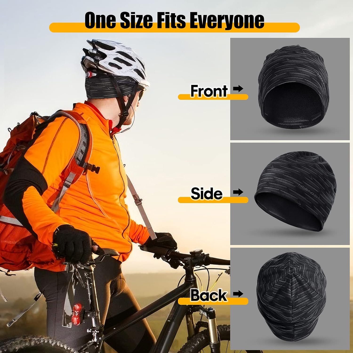 Hasagei Running Hut Männer Frauen Radsporthut unter Helm Mütze Kaltes Saison warmer Sporthut Antistatische gedruckte Hut für Freizeitaktivitäten Jogging Travel Ski Mountaining Radsport – Bild 4