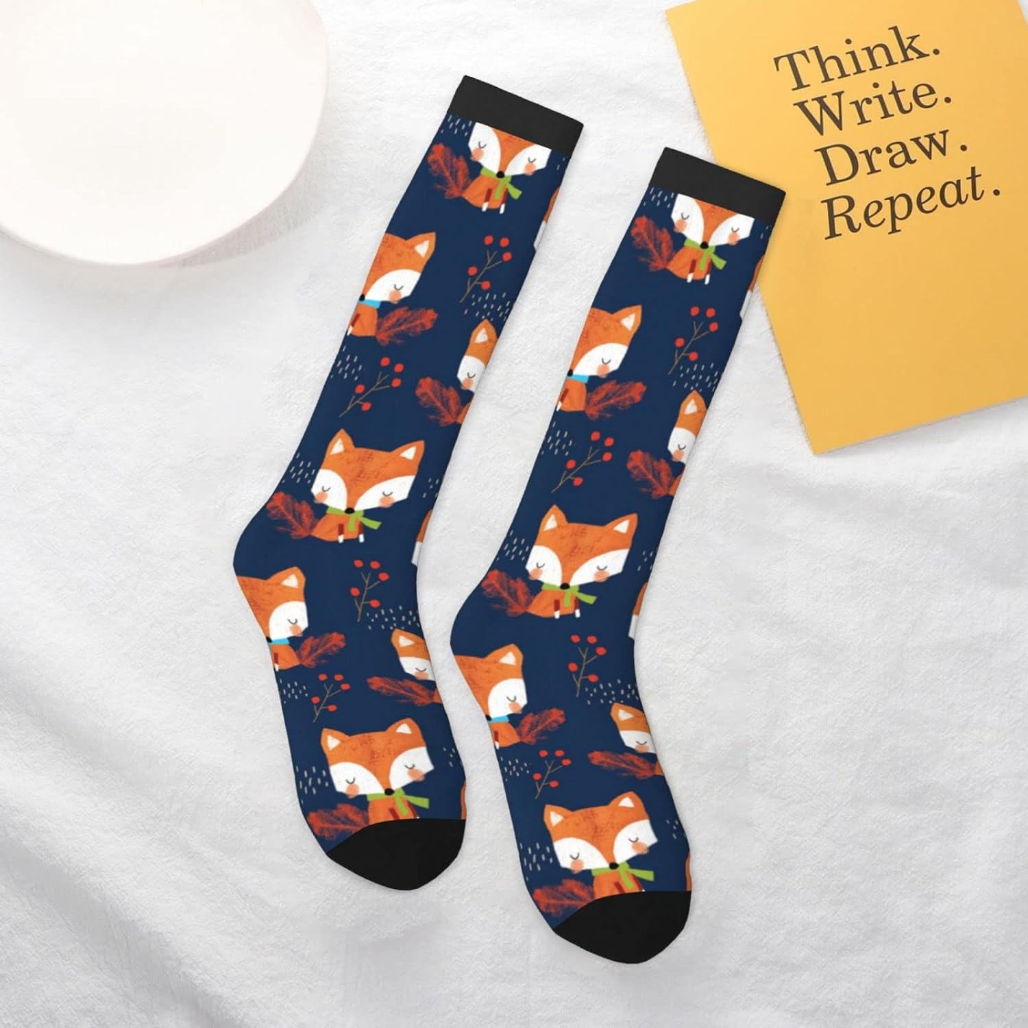 BuyTruew Unisex Neuheit Crew Socken, süße Schalfuchssocken, lässige lustige verrückte Kleidersocken für Männer Frauen – Bild 7