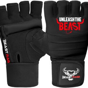Biest Rage MMA Boxhandschuhe Karate Handschuhe für Männer und Frauen, Punch Bag Taekwondo Halbfinger Kickboxing Sparring Martial Arts Boxing Training Handschuhe