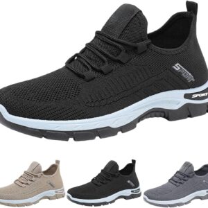 Herren Damen Turnschuhe Air Running Sport Casual Fashion Schuhe Leichte Mesh Slip-On Sneakers für Laufen & Walking Outdoor Jogging, 1 Khaki, XXX-Large