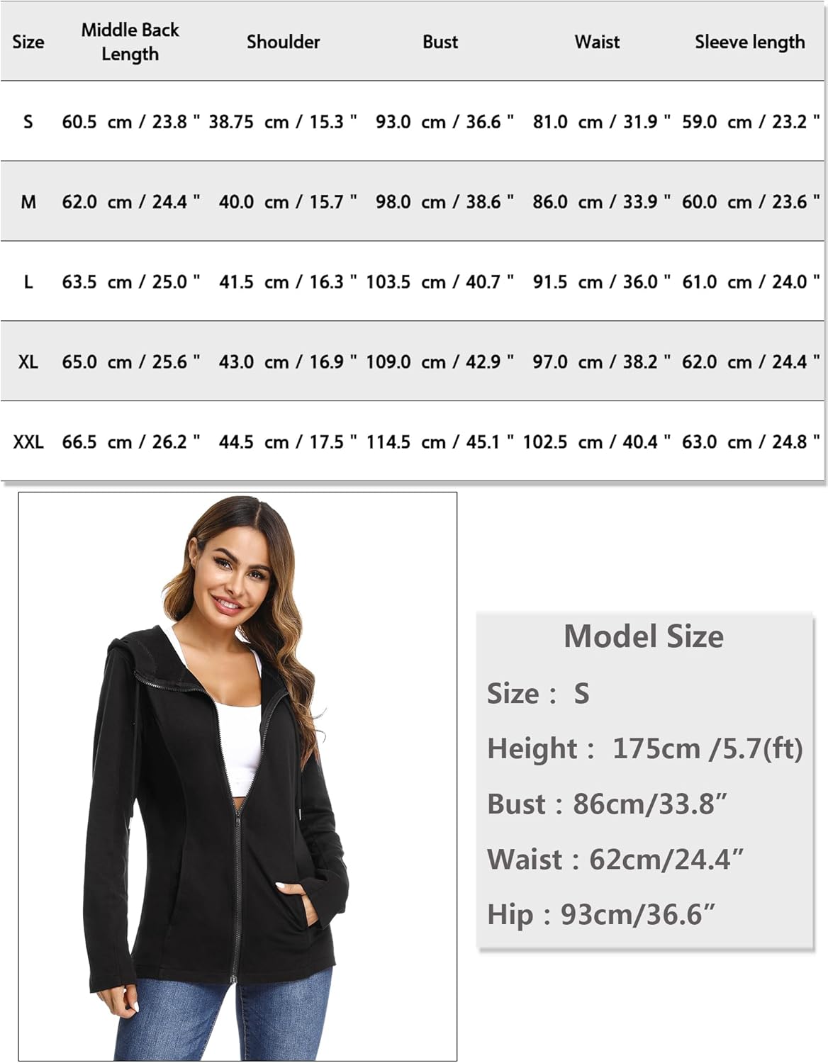 Frauen lose Schweißjacke mit Kapuze mit Zip Hoodie Pullover Hoodie Outwear Sweatshirt Hoodie Jackets Herbst Winter mit Reißverschluss – Bild 6