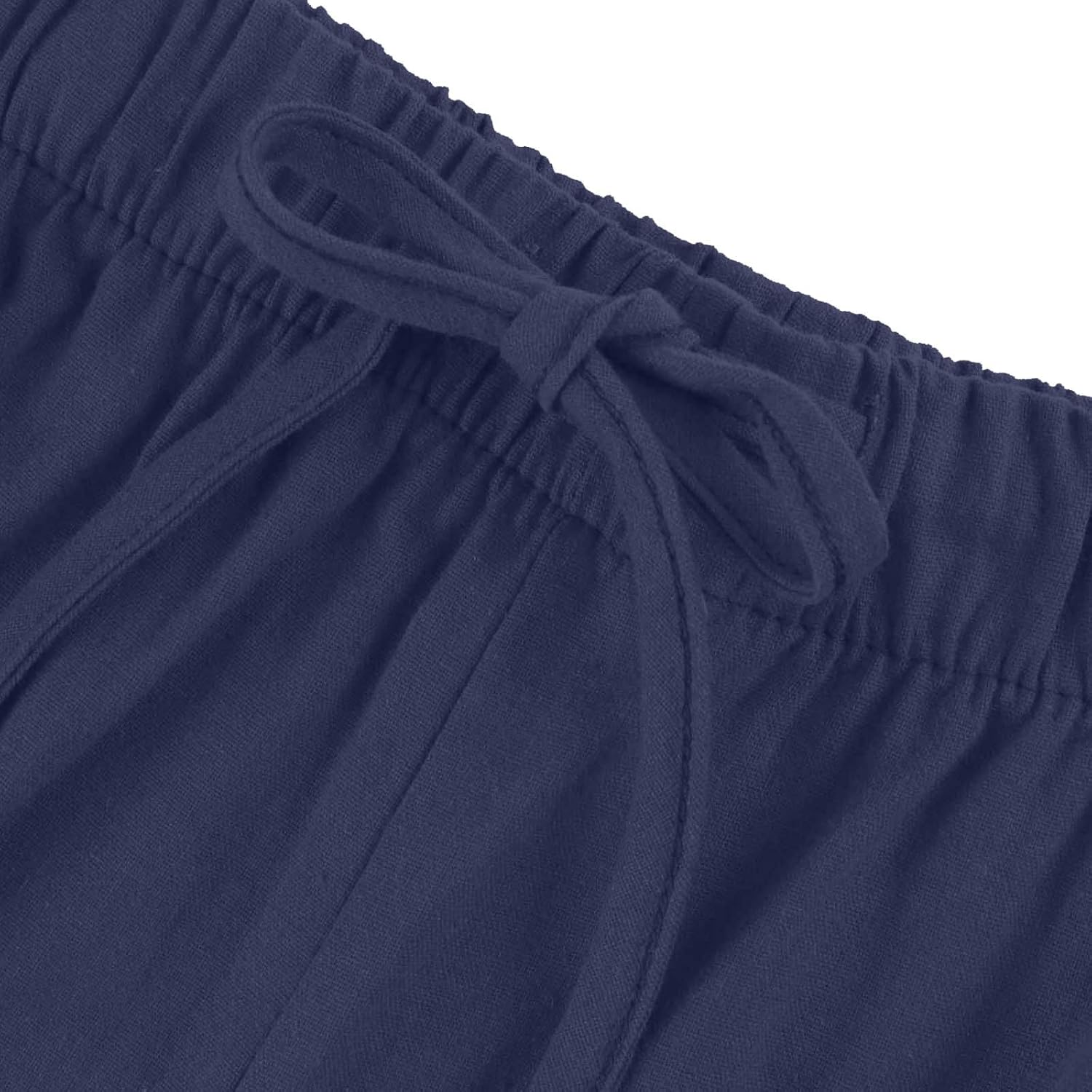 Generisch Leinenhosen Frauen Sommer Leichtes Haremhose Weitbein Hosen lässige Musselin -Strandhose Loose Freizeithosen Palazzo Stoffhosen hohe Taillenflutungshosen mit – Bild 2