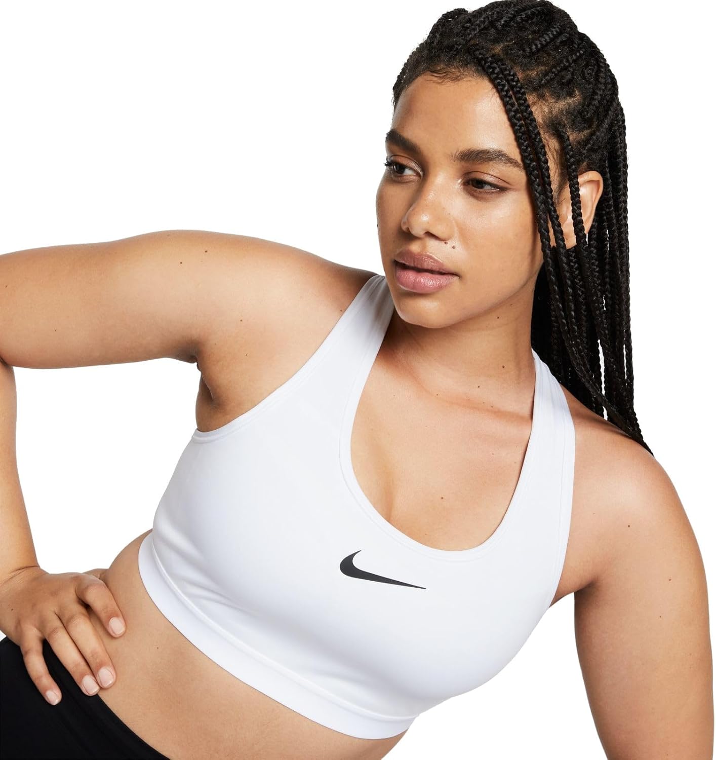 Nike Women's Sports Bra W NK DF SWSH HGH SPT BRA, Weiß/Weiß/Schwarz, DX6815-100, LC-E – Bild 2