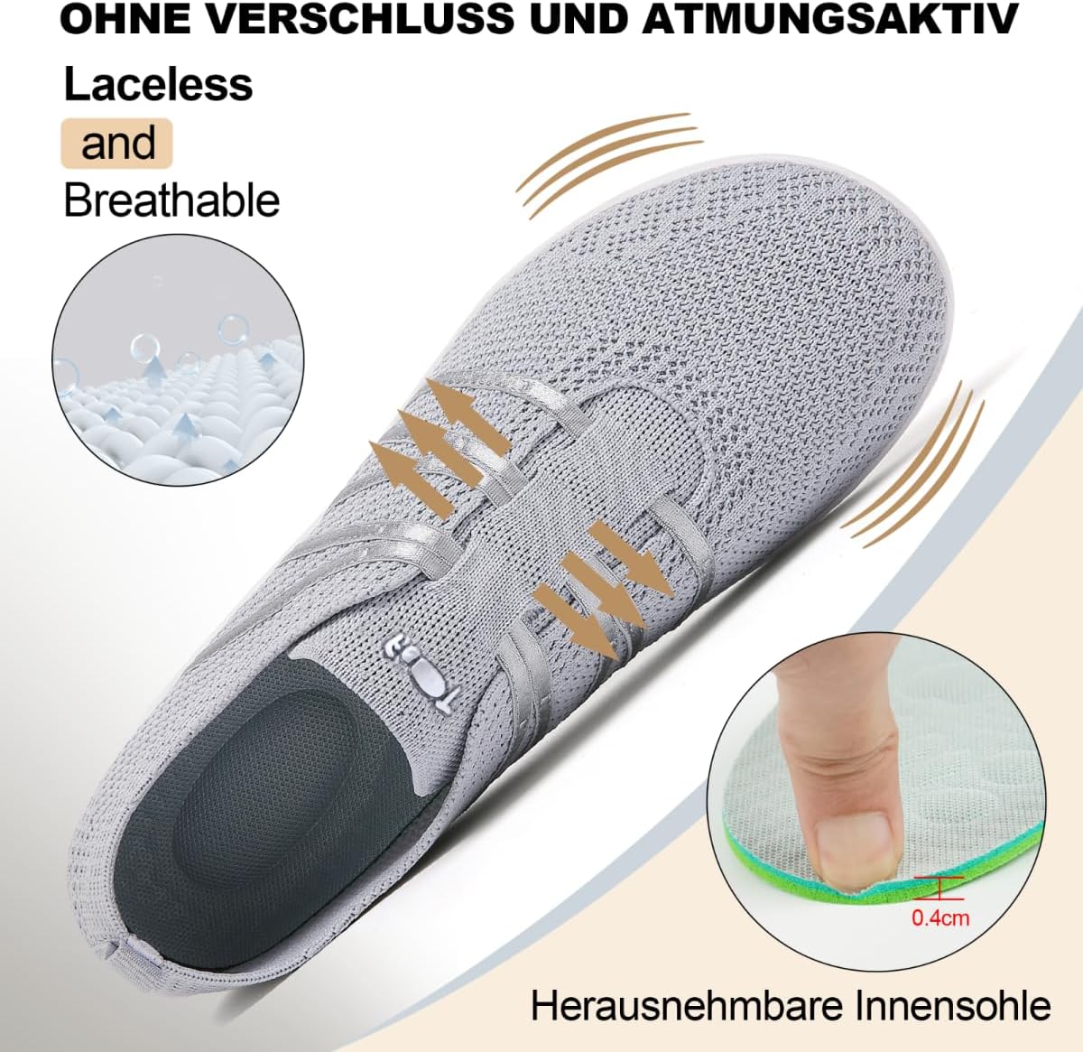 Merdoo Barefoot-Schuhe, Frauen/Männer bequeme Sportschuhe, leichte Barfußschuhe, Slip-on-weich – Bild 3